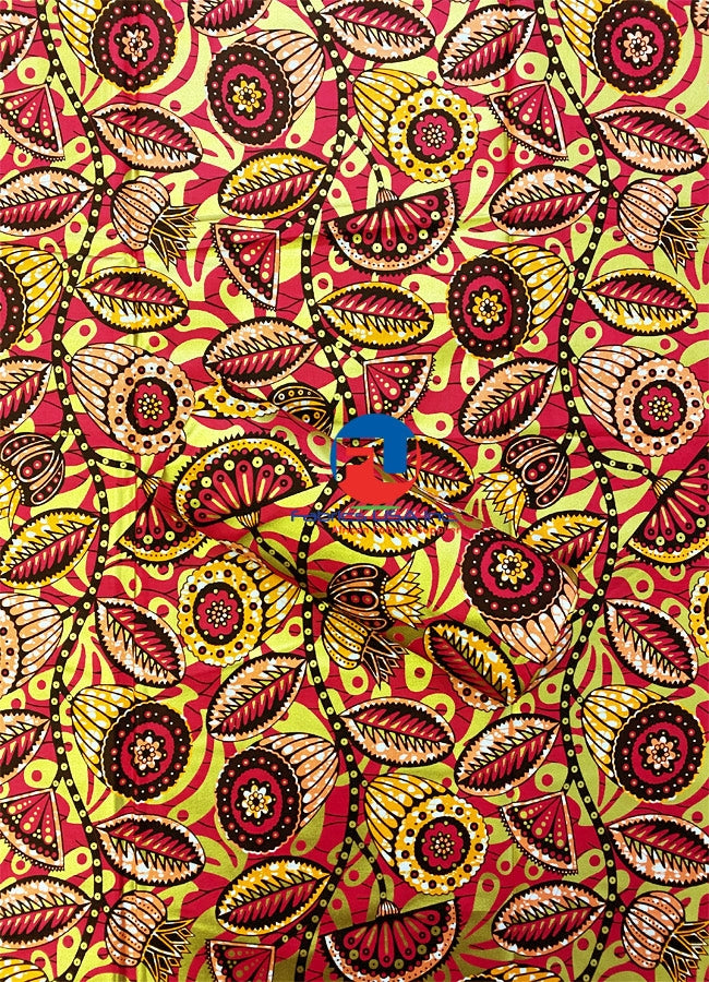 Super Wax Metallic Gold Print- Pink, Peach, Brown, White, Metallic-Gold,