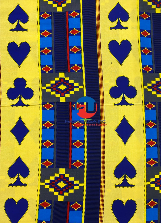 African Print Meba Wo Abrokyere - Cream, Royal-Blue, Blue, Red, Yellow, Gray, Black