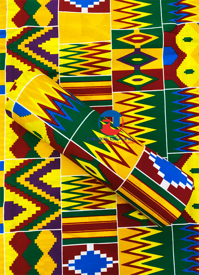 African Kente Fabric; Multi-color