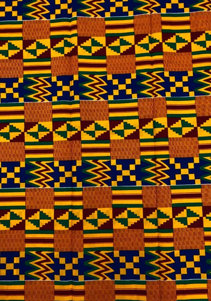 African Kente Print Fabric;Yellow, Blue, Green, Red