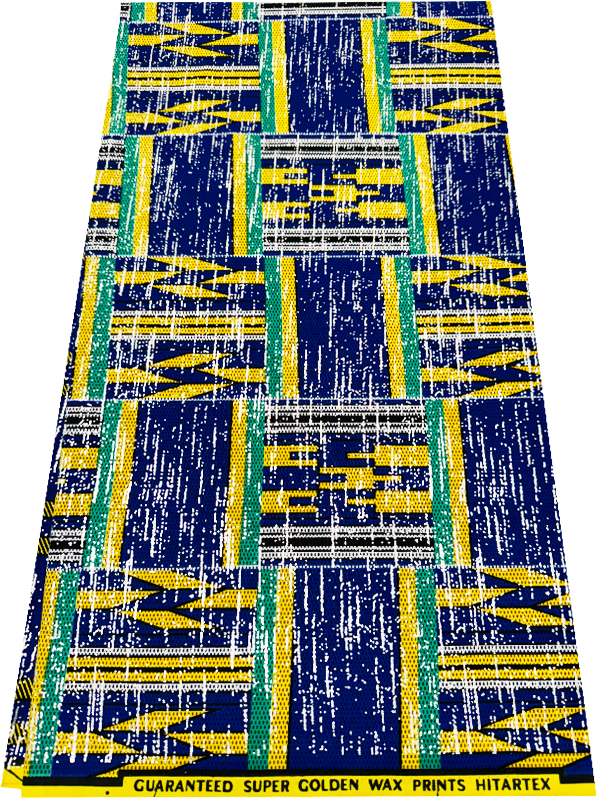 African Metallic Silver Kente Prints in Authentic Design- Metallic Silver ,Apple-Green, Yellow, Black, Azure-Blue