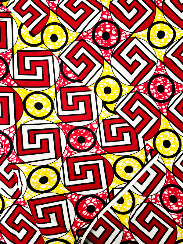 Exclusive Ankara Wax Print - Red, Yellow, White, Black