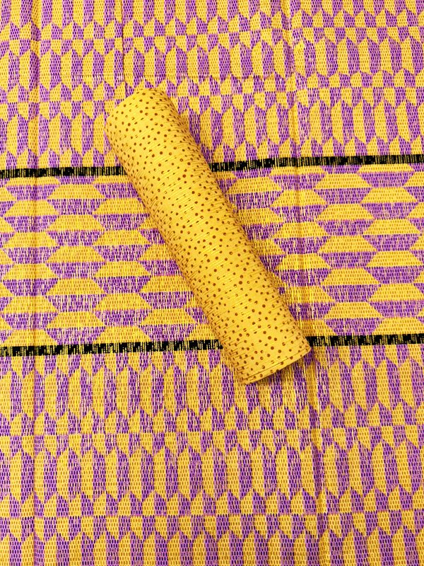 African Metallic Gold Kente Prints in Authentic Design- Metallic Gold,lilac, Black, Beige