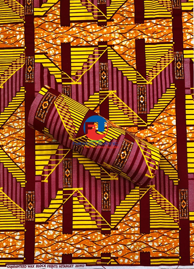 Veritable Wax Block Prints- Burnt-Orange,Yellow, Red, White,Burgundy