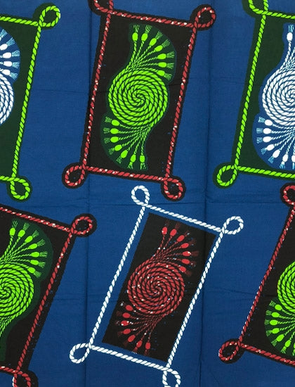 African Print Fabric; Blue, Cream, Mint Green, Army Green