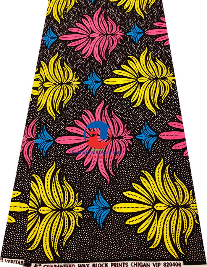 Super Chigan VIP Wax Ankara Print-Pink,Yellow,Teal-Blue,Burgundy
