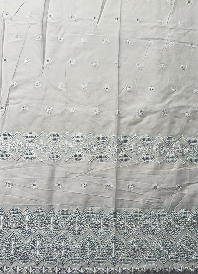 High End Super Quality Swiss Voile Lace 100% Cotton Lace - White