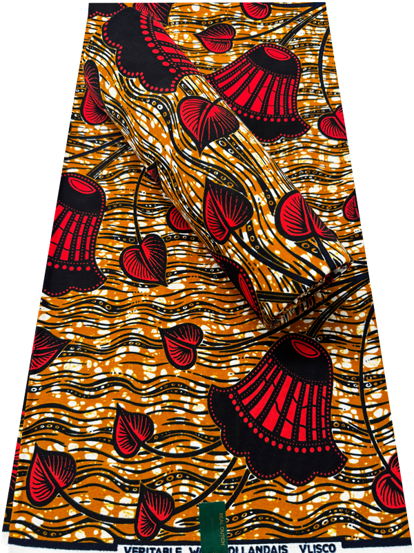 Hollandais Print- Red, Black, White, Dark-Blue, Golden-Brown