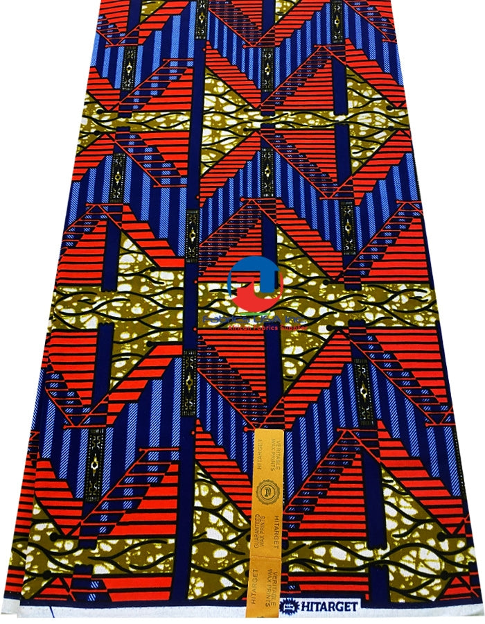 Guaranteed Wax Block Prints Hi-Target- Blue, Red, Light-Gold