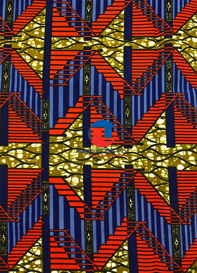 Guaranteed Wax Block Prints Hi-Target- Blue, Red, Light-Gold