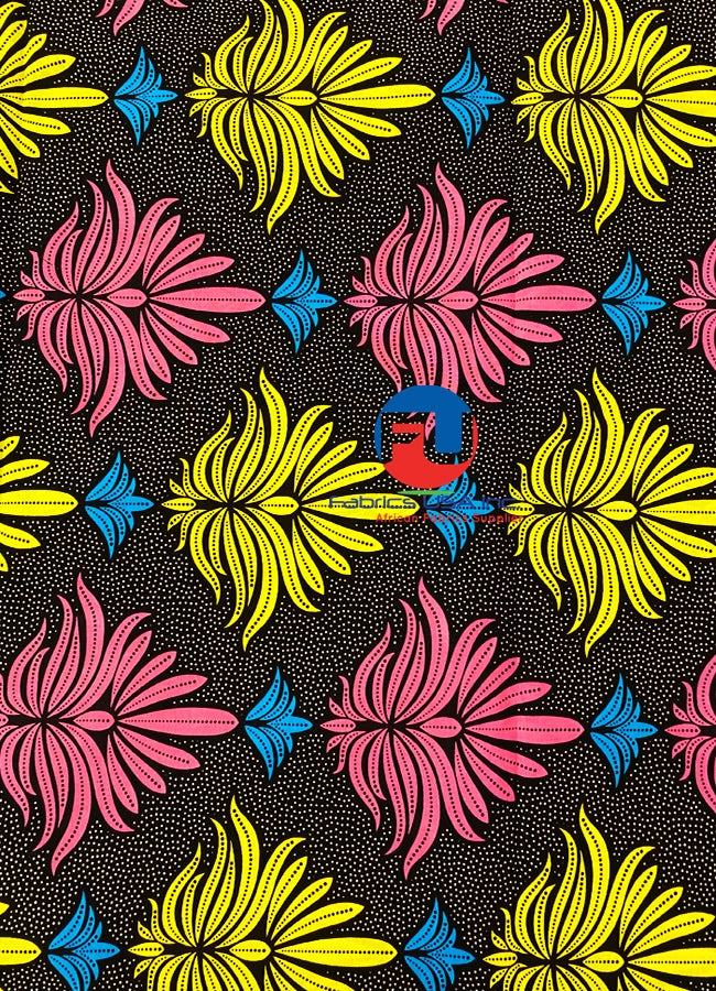 Super Chigan VIP Wax Ankara Print-Pink,Yellow,Teal-Blue,Burgundy