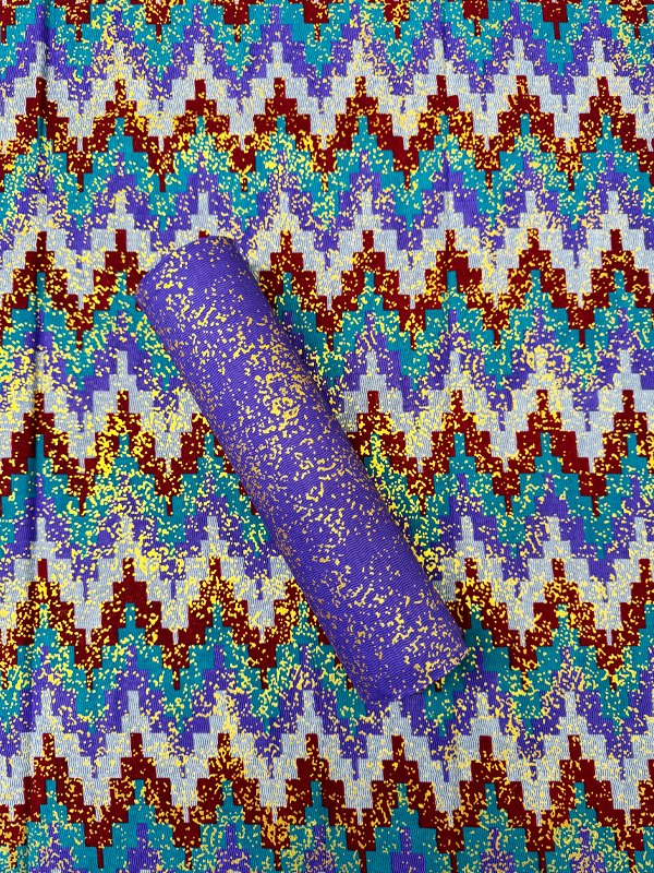 African Metallic Gold Kente Prints in Authentic Design- Metallic Gold, Sky-blue, Lilac, Dark-red