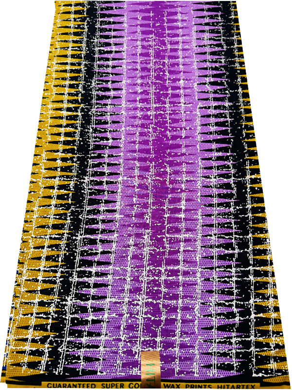 African Metallic Silver Kente Prints in Authentic Design- Metallic Silver, Purple-Yam, Blue, Black, Gold