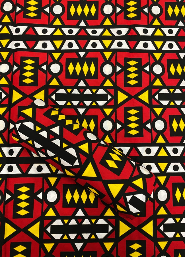 African Fabric Samakaka Angola Wax- Red & Yellow
