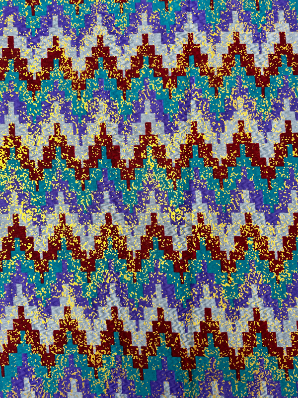 African Metallic Gold Kente Prints in Authentic Design- Metallic Gold, Sky-blue, Lilac, Dark-red