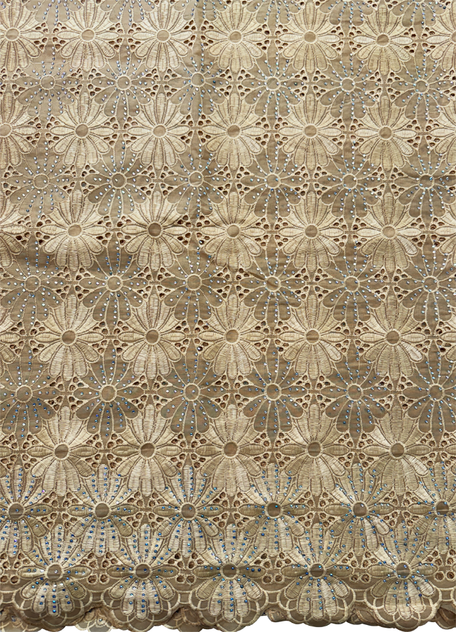 Swiss Cotton Voile Lace-Gold