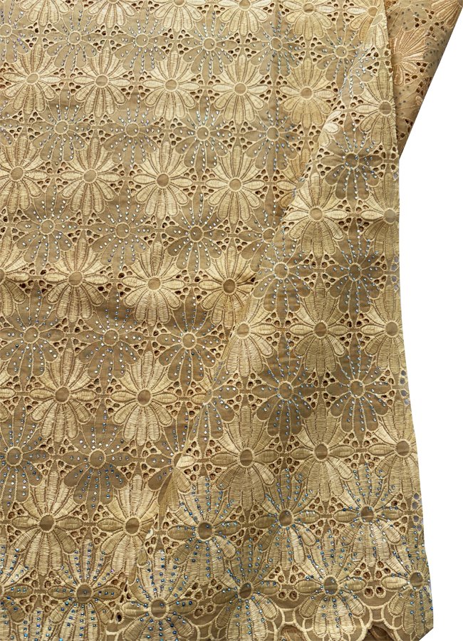 Swiss Cotton Voile Lace-Gold