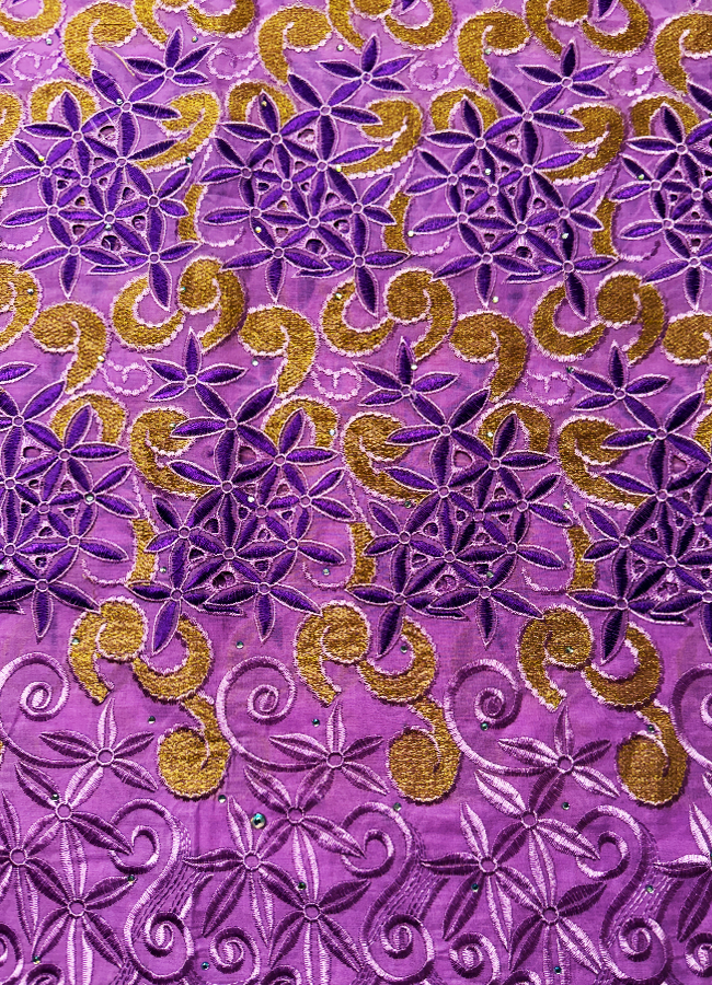 Swiss Voile Lace Fabric /Exotic Collection of 100% Cotton Swiss Voile Lace Fabric- Gold, Lilac,Purple