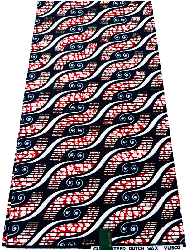 Guaranteed Hollandais Ankara Print- Red White Navy Blue Black