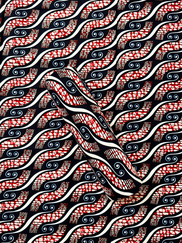 Guaranteed Hollandais Ankara Print- Red White Navy Blue Black