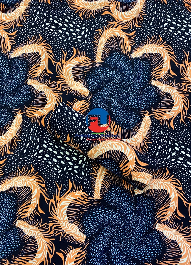 Veritable Wax Print Block- Peach, White, Denim-Blue, Black