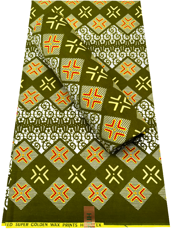 African Metallic Silver Kente Prints in Authentic Design- Metallic Silver, Olive-Green, Red, Yellow-Cream, Yellow