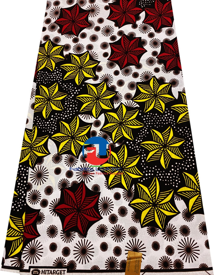 Exclusive Veritable High-Target Wax Print- Red,Yellow,Burgundy,White