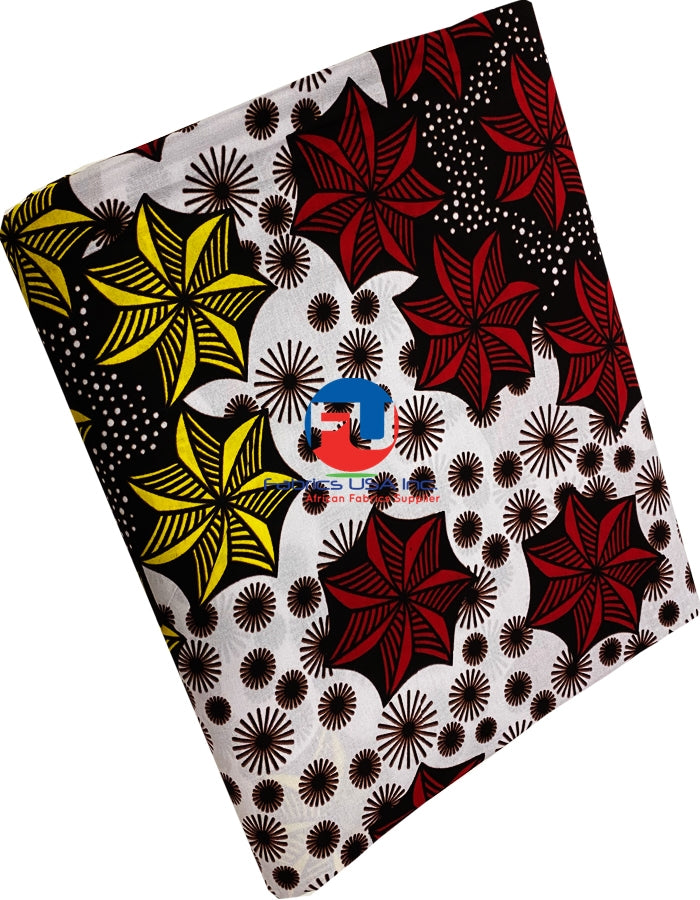 Exclusive Veritable High-Target Wax Print- Red,Yellow,Burgundy,White