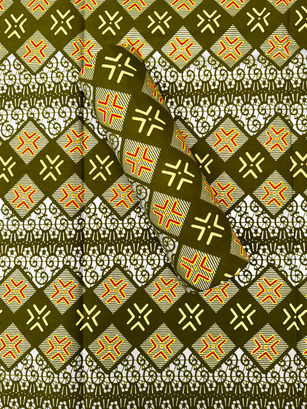 African Metallic Silver Kente Prints in Authentic Design- Metallic Silver, Olive-Green, Red, Yellow-Cream, Yellow