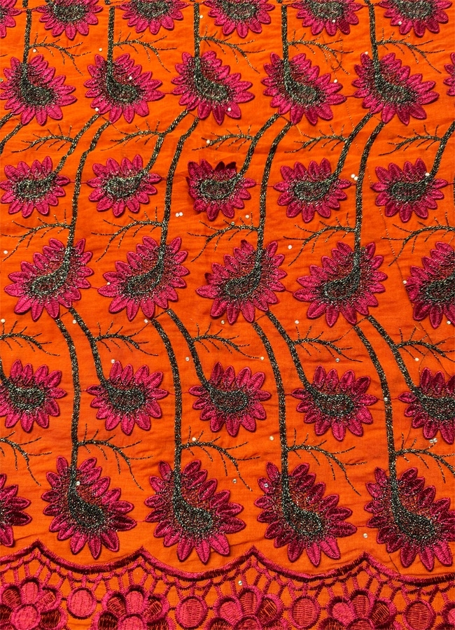 Stone-Brick, Dark-Red, Metallic Red-Nigerian Swiss Voile Lace -3D