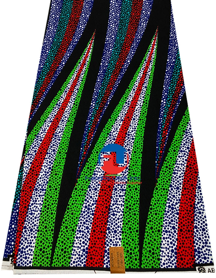 veritable ankara wax block prints -green ,white ,blue ,red, black ,yellow, teal green