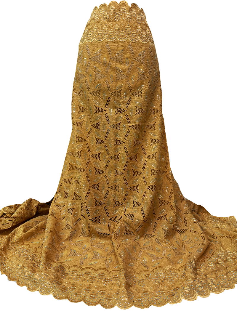 Swiss Voile Lace- Gold with tiny stone