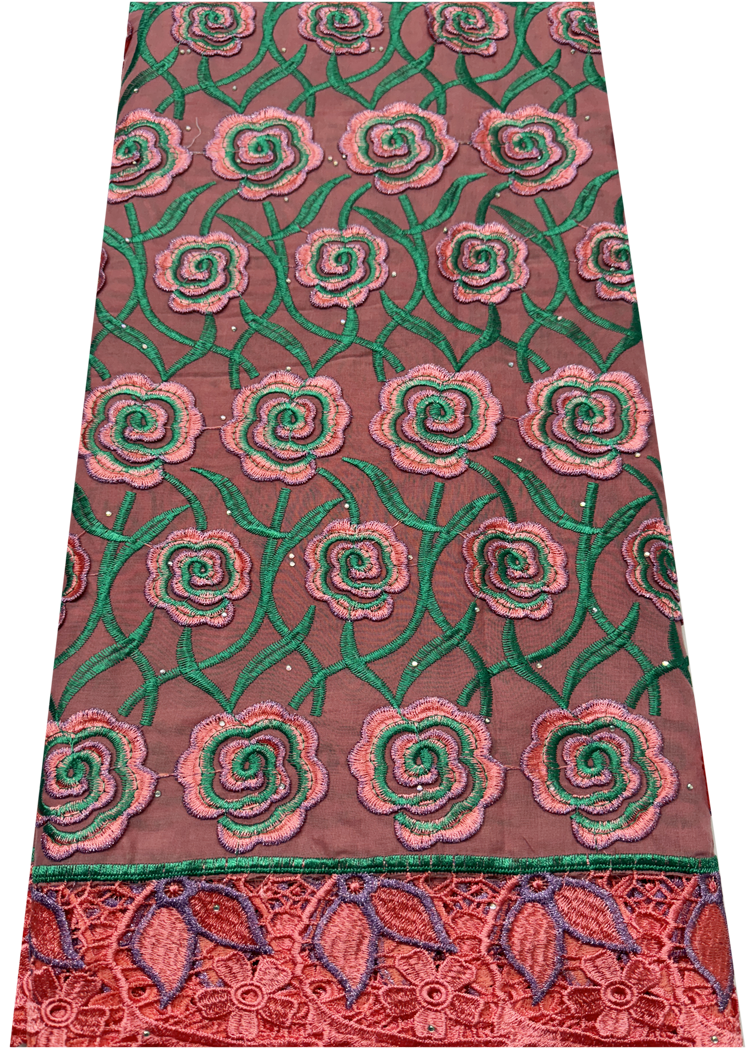 Forest-Green, Peach, Lilac - Swiss Cotton Voile Lace