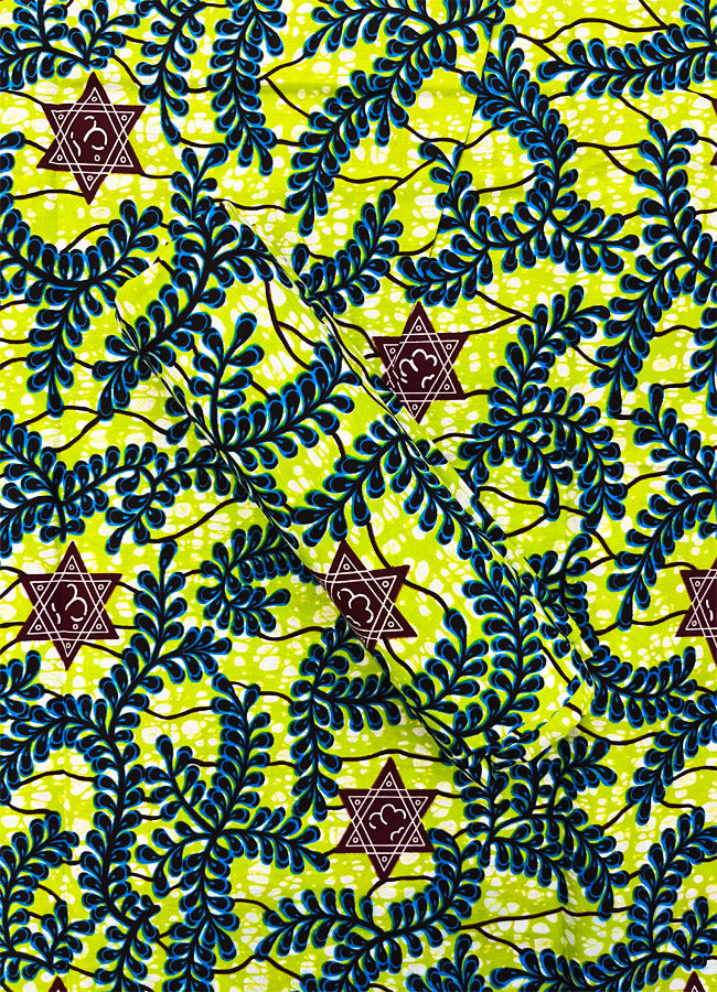 Exclusive Ankara Wax Design African Wax Print- Apple-Green, Turquoise, Brown, Black, White