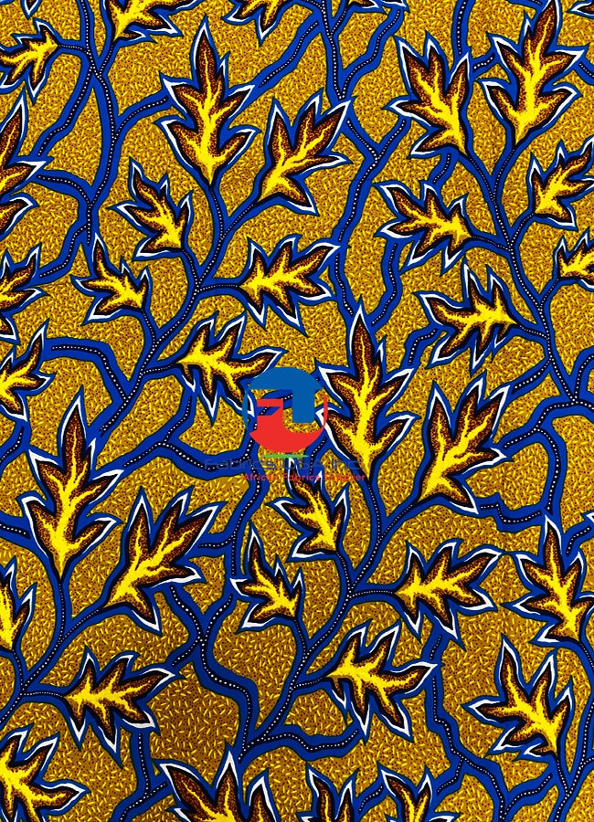 African Ankara Wax Print-Turquoise,Mustard,White,Yellow, Maroon