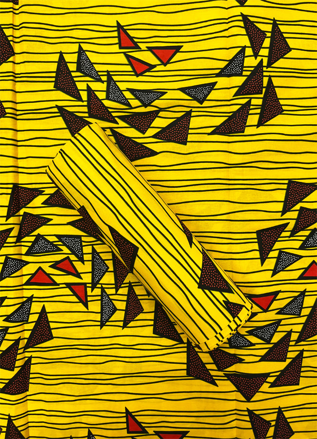 Guaranteed Dutch Wax Print- Deep-Yellow, Red, Dark-Blue, Black,White