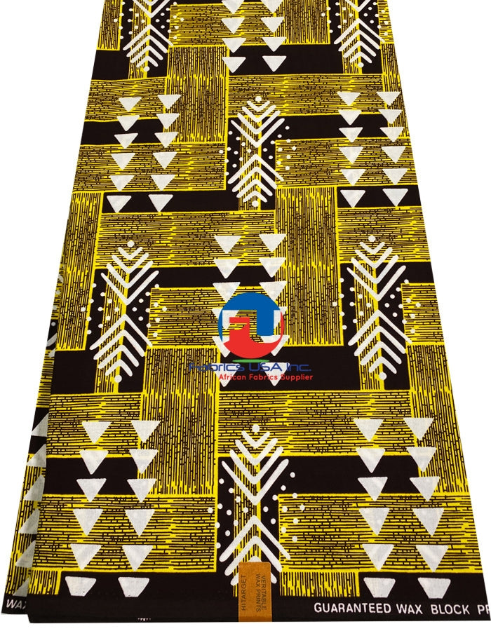 African Ankara Exclusive Design- Golden-Brown,Yellow,Burgundy,White