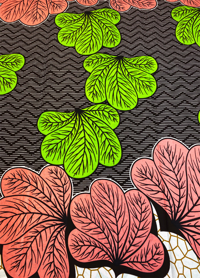 Super Quality Wax Print Peach Apple Green Chocolate Brown White Gold