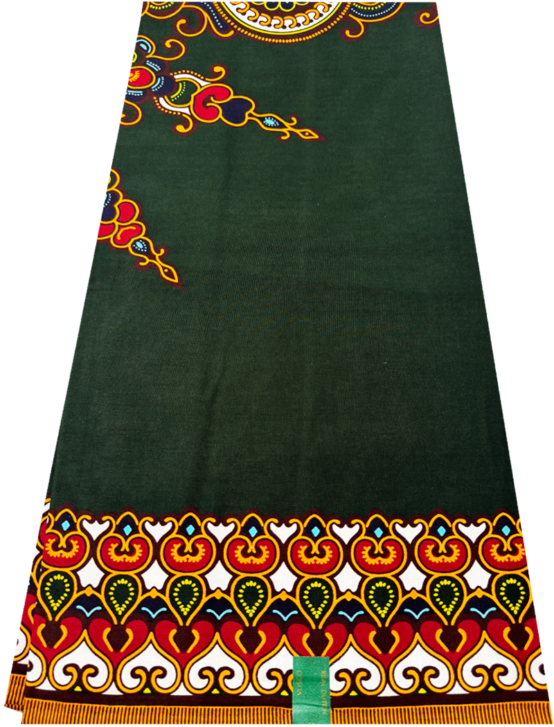 Veritable Wax Ankara Traditional Design- Dark-Green, Red, Orange, White, Yellow, Sky-Blue, Burgundy