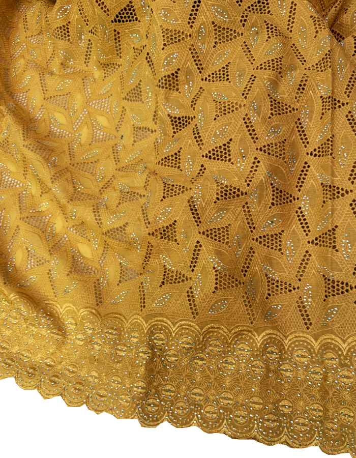 Swiss Voile Lace- Gold with tiny stone