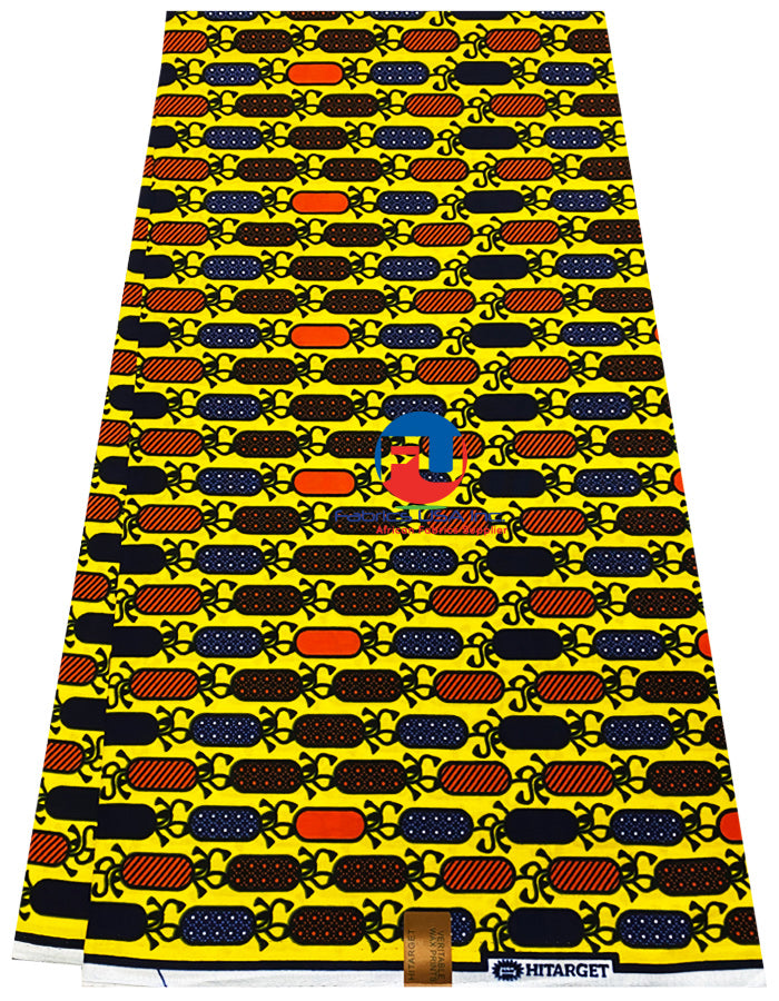 Guaranteed Wax Block Prints Hi-target- Yellow, Orange, Dark-Blue, White, Black