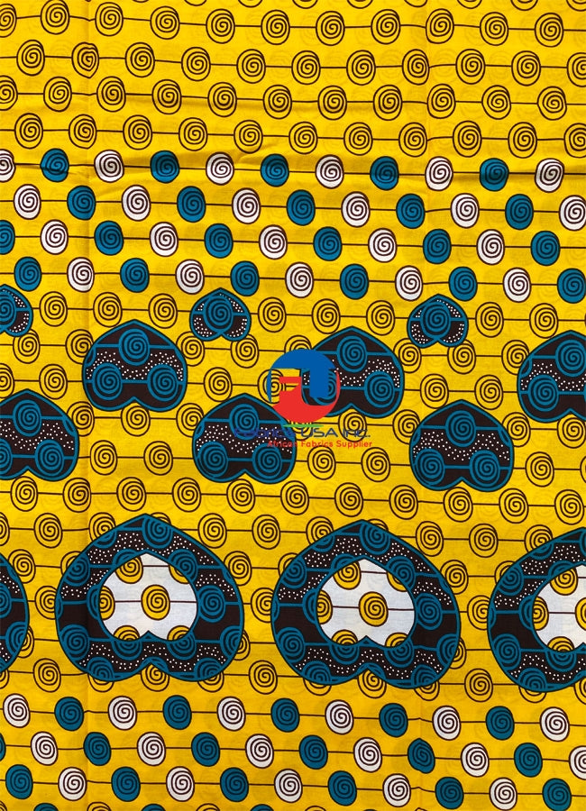 Veritable Block Prints Super Chygan Wax- Yellow, Teal-Green, Dark-Brown