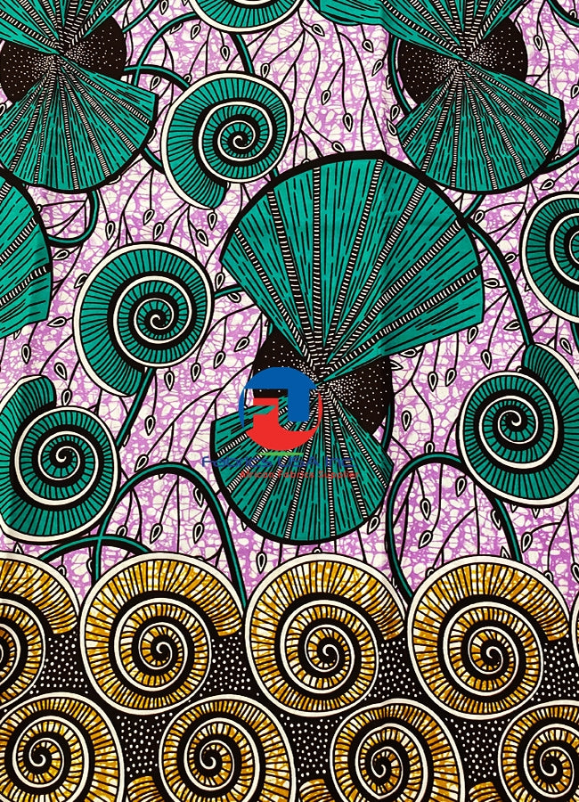 Super VIP Wax Dutch Ankara Print-Teal-Green,Lilac,White,Burngundy