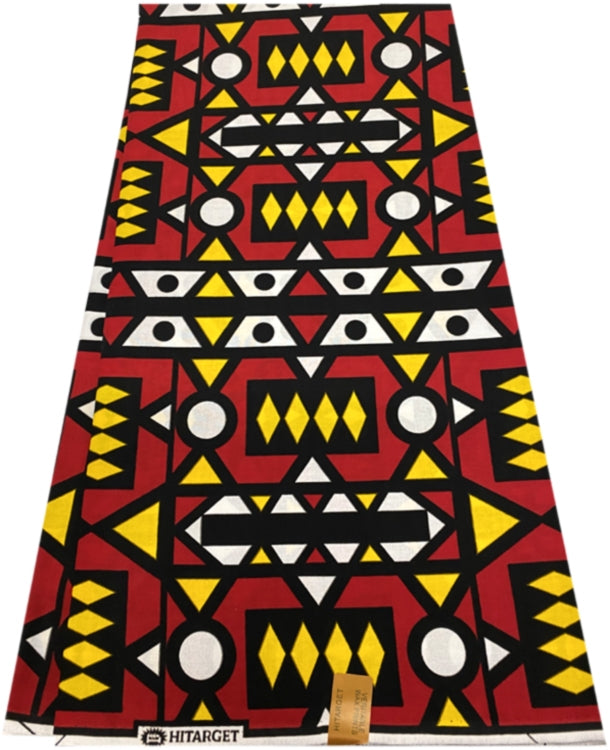 African Fabric Samakaka Angola Wax- Red & Yellow
