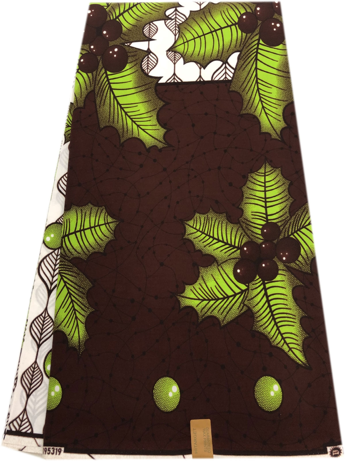 African Wax Print-White,Green,Lime-Green,Burgundy