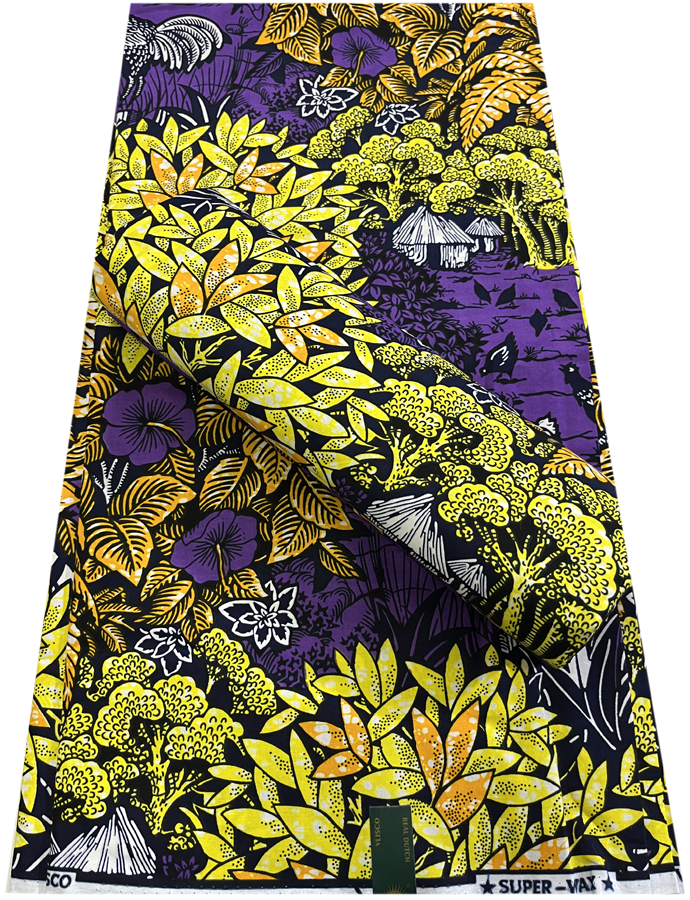 Super Wax Ankara Print Fabric- Chicken Farm-Purple