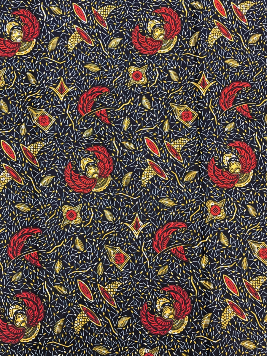 African Wax Print - Red, Blue,Beige,White