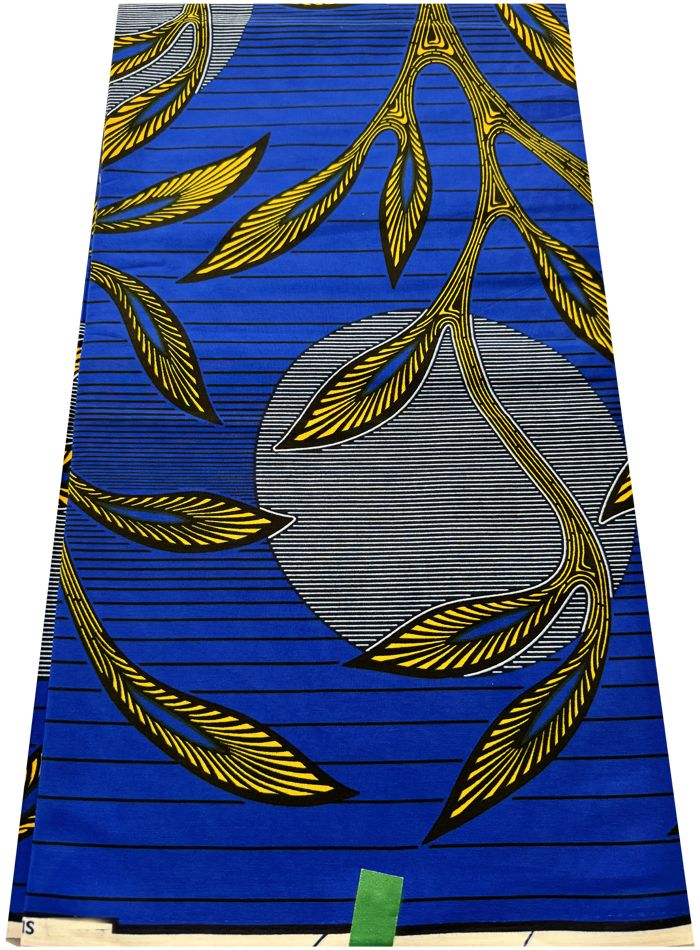 African Hollandais Print-Blue & Yellow-gold