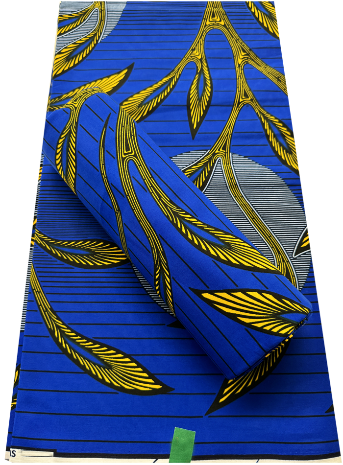 African Hollandais Print-Blue & Yellow-gold