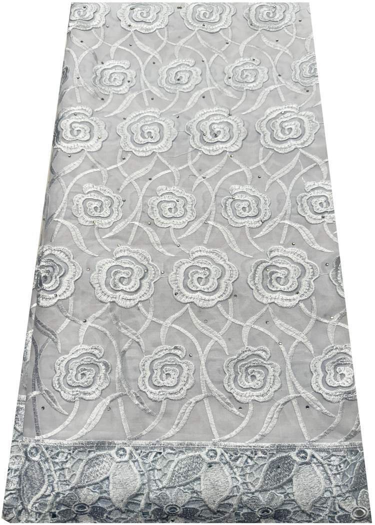 Exclusive Swiss Voile Lace- White with tiny Stone